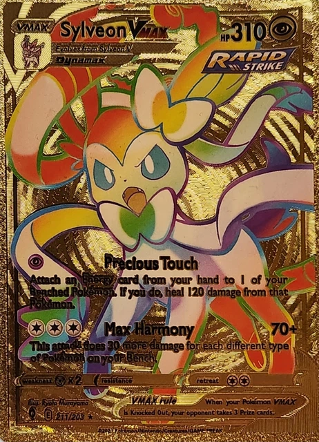 Pokémon TCG Sylveon VMAX Evolving Skies 211/203 Holo Secret Rare GOLD