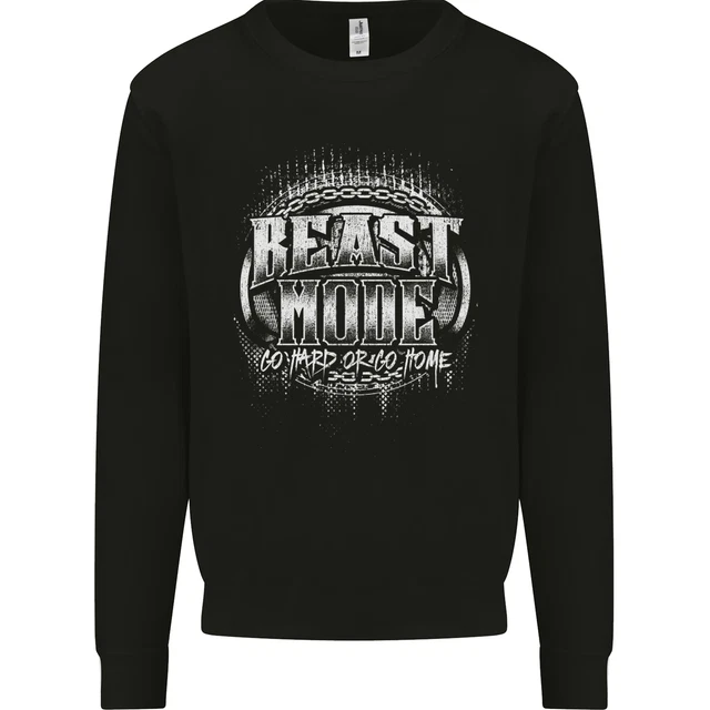 Beast Mode Go Hard Gym Training Top MMA Mens Sweatshirt Jumper