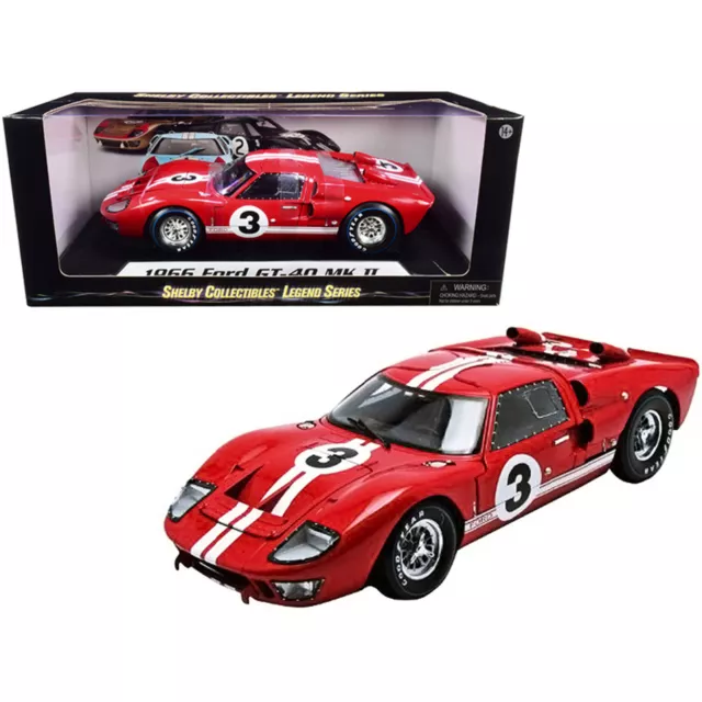 Shelby Collectibles 1/18 Diecast Car 1966 Ford GT-40 MK II #5 Red, White Stripes