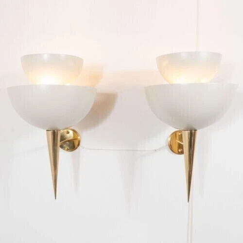 Appliques italiennes design Stilnovo mi-siècle moderne, opaline et
