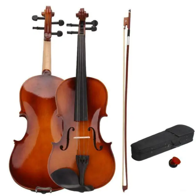 New 4/4 Full Size Natural Color Acoustic Violin w/ Case Bow Rosin  Orchestral