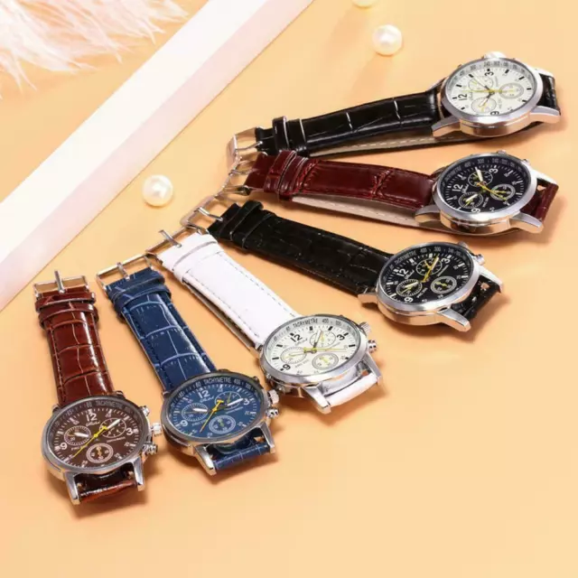 Men's Leather Military Casual Analog Quartz Wrist Watch Wristwatch I9K8