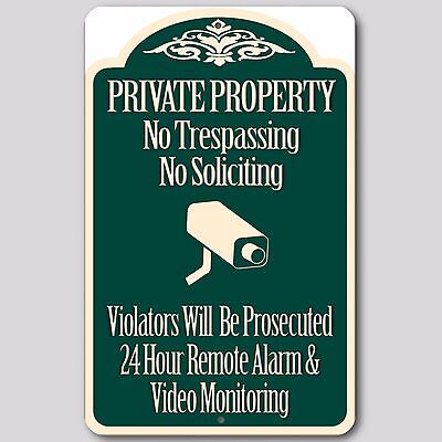 4 LOT Private Property No Trespassing  Soliciting Video Surveillance Sign 8x12