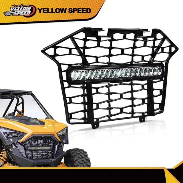 FRONT BUMPER MESH Grille Grill w/ LED Light Fit For 2023 Polaris RZR