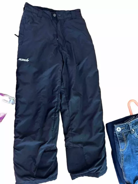 Skigear Black Youth small Overall Snow Pants WATER PROOF  COATED