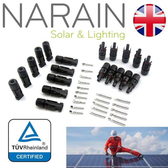 Narain Solar - Conectores de panel solar con pasadores 4 mm - 6 mm - 1 a 100 pares - Reino Unido