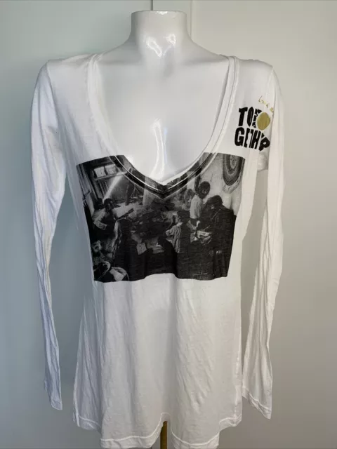 291Venice Long Sleeve White V-Neck T-Shirt Sz 03 LOVE IS THE GOAL TOGETHER