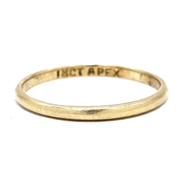 Vintage 18ct 750 Yellow Gold Ring Band - Plain - Apex - 1930s - Size K