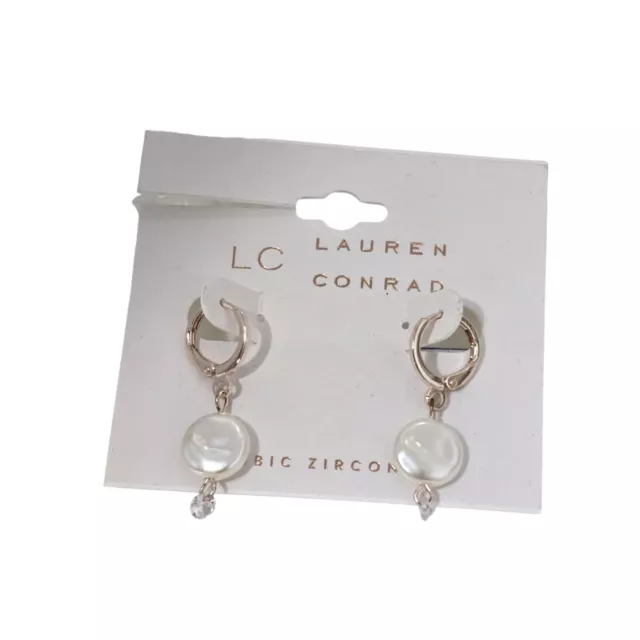 LC Lauren Conrad Cubic Zirconia & Disc Drop Earrings NWT