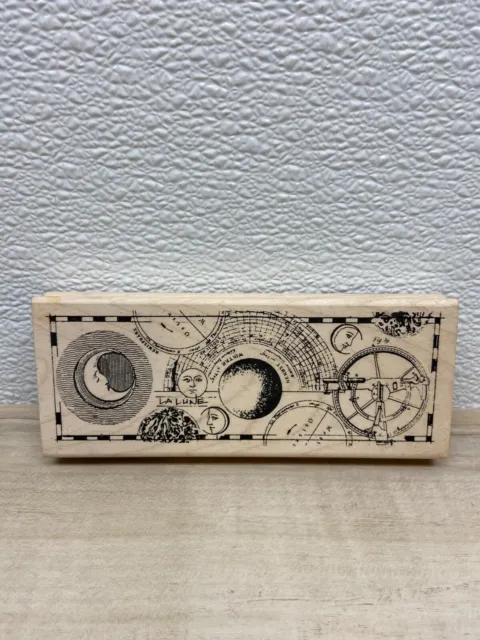 Stampers Anonymous Moon Collage Wood Mountet Rubber Stamp