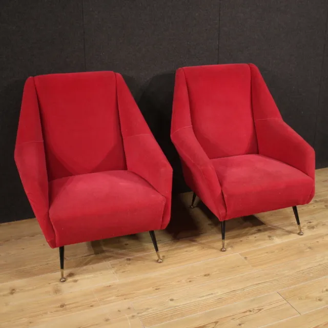 Pair of Italian armchairs red velvet modern living room chairs 900 furniture