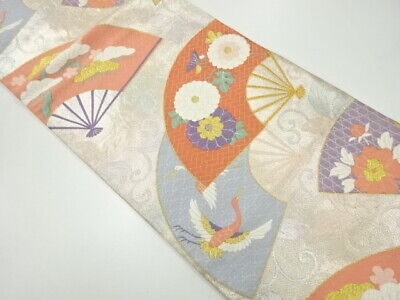 6305122: Japanese Kimono / Vintage Fukuro Obi / Woven Crane & Pine