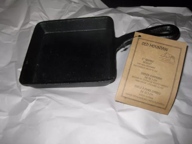 Old Mountain Cast Iron Preseasoned 5" Square Skillet,  Brand New