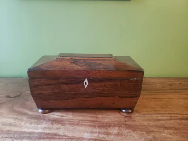 Antique Mahogany Sarcophagus Tea Caddy Wooden Box