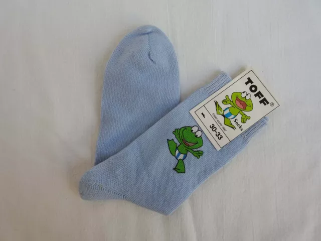 Vintage 80s Blue Childrens Socks TOFF Belgium BRT-CORV Frog (EU30-33) (US 1-2)