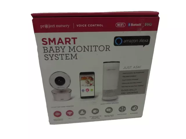 Project Nursery Smart Baby Monitor System Wi-Fi Built In Alexa White New (DJ)