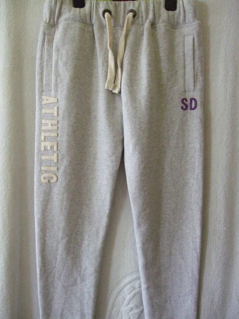 NEW 50 WOMENS Superdry Small 23 Sd Offset Joggers Grey Marl