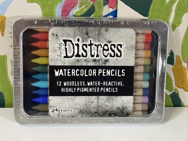 Lápices de acuarela Tim Holtz Distress - Juego #3 Cantidad 12 reactivos al agua sin madera