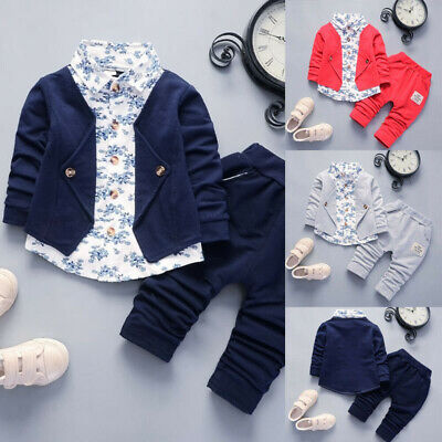 Kid Baby Boy Gentry Formal Party Christening Wedding Tuxedo Bow Suit Set Outfit