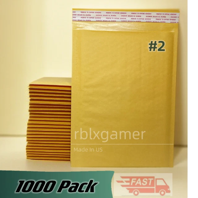 1000 PCS #2  8.5''x11'' Kraft Bubble Mailers Padded Envelopes Made in USA