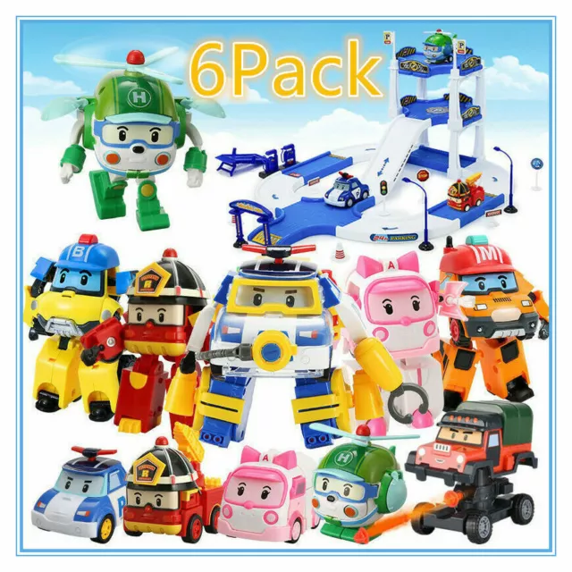 6PCS ACADEMY ROBOCAR Toys Poli Roy Amber Robot Mark Bucky