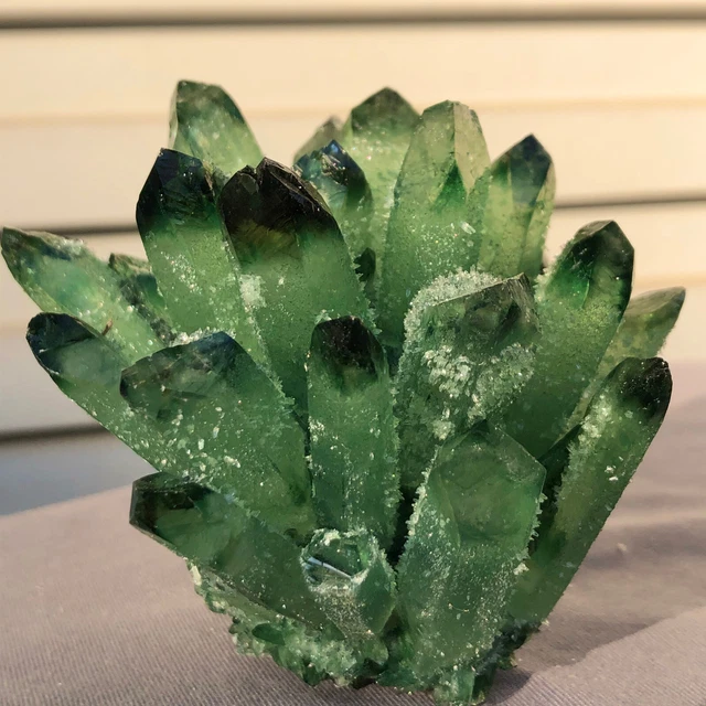 447g  New Find Green Phantom Quartz Crystal Cluster Mineral Specimen Healing