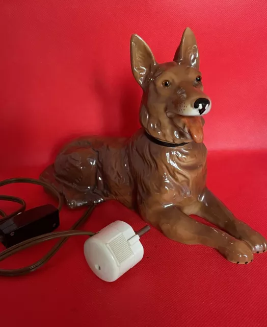 RAUCHVERZEHRER LAMPE PORZELLAN - Hund 🐕 50-er Jahre