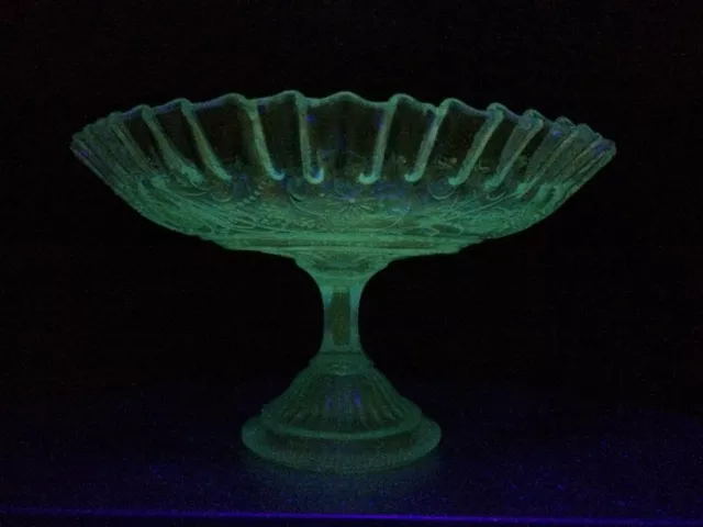 ANTIQUE FRUIT BOWL 19th century Vase COBALT URANIUM GLASS Maltsev Russian Empire