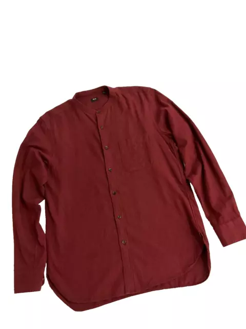 Uniqlo Red Stand Collar Flannel Shirt (Size: Small) - Cozy & Classic