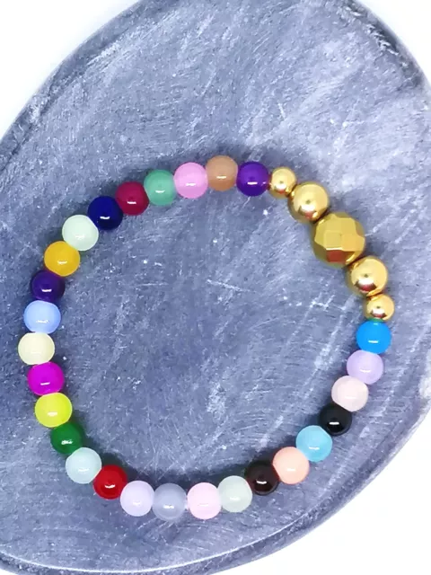 Bracelet multicolore Hématite dorée