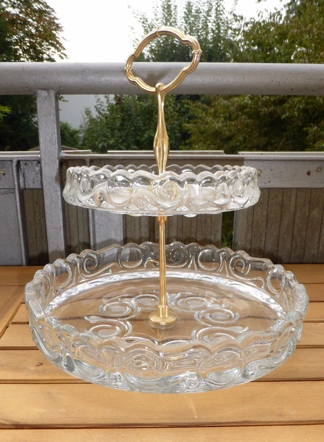 Plat Cabaret En Cristal Walther – Vintage Allemagne, Verre Jaune Poli Au Feu, Années 60