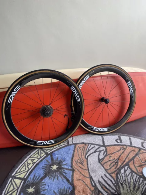 ENVE CARBON CLASSIC 45 Clincher Wheel set DTSwiss 240 Hubs 10speed Used No Tires