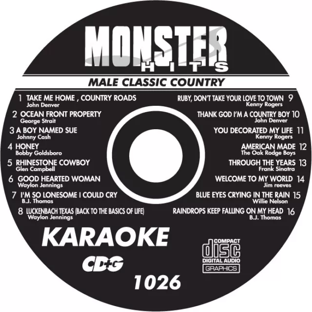 Karaoke Monster Hits Cd+G Male Classic Country  #1026