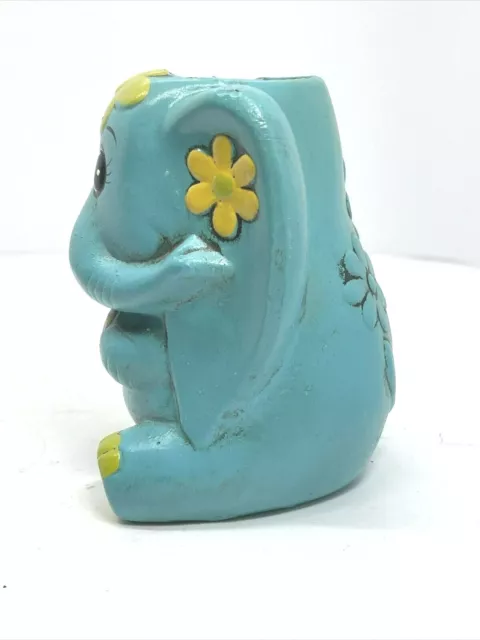 Vintage Hippie Elephant Hand Painted Chalkware Pencil Holder New Trend Inc Japan 2