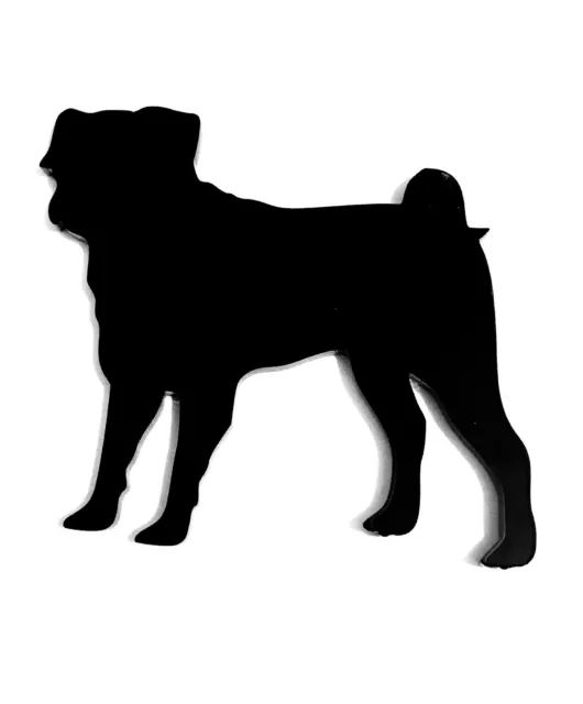 Pug Dog Fridge Magnet in Black...Laser Cut