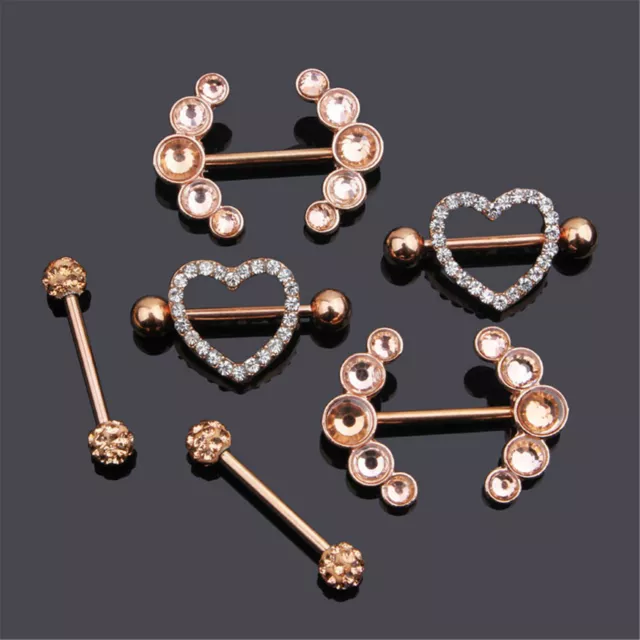 3 Pairs Stainless Steel Nipple Belly Navel Bar Button Barbell Body Piercing Ring