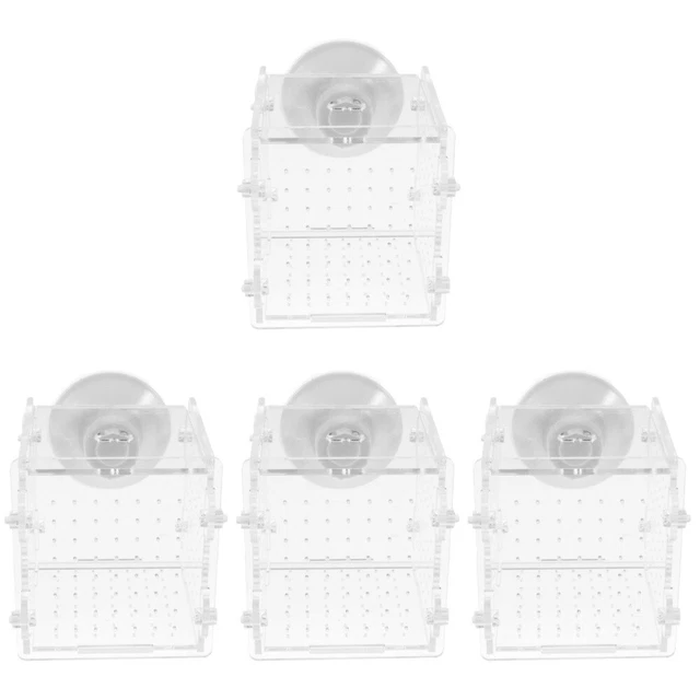 4 PCS Fish Tank Breeding Box Acrylic Reptile Container Betta Breeder
