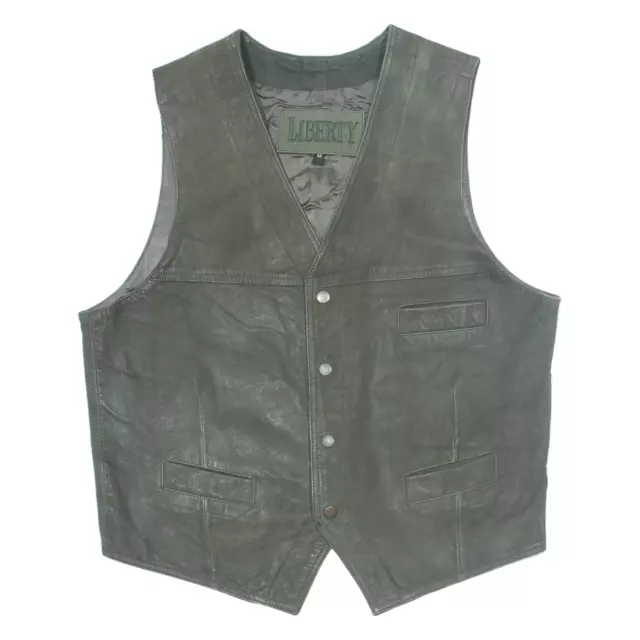 LIBERTY Mens Waistcoat Green Leather M