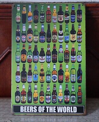 BEER OF THE WORLD Metal Tin Signs Rusted Poster Home Pub Bar Wall Decor