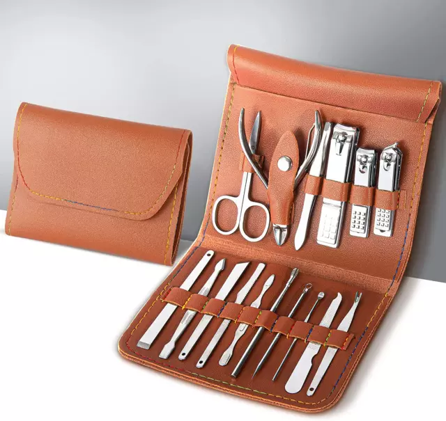 16Pcs Set Tagliaunghie Acciaio Inox, Manicure E Pedicure Professionale, Unghie C