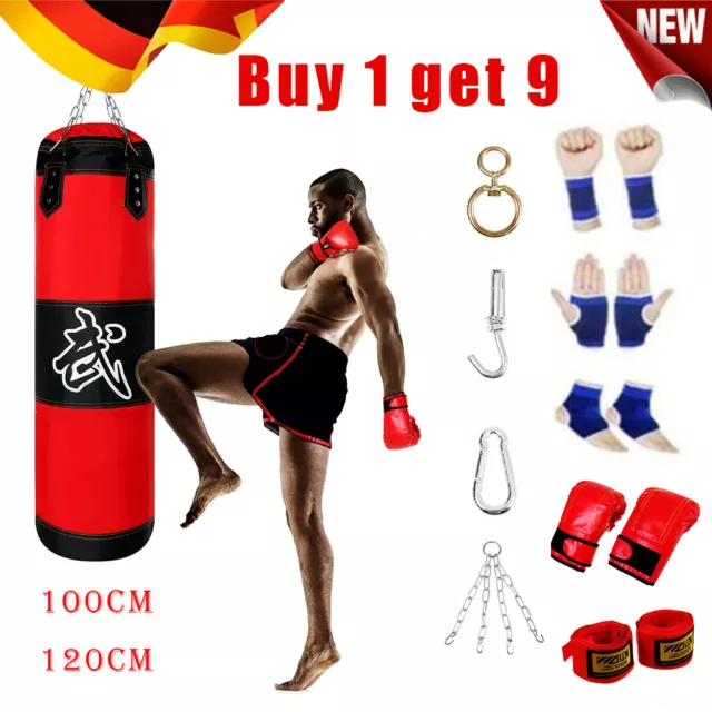 100/120cm Boxsack Set Boxhandschuhen Erwachsene Punching Training Bag Sandsack