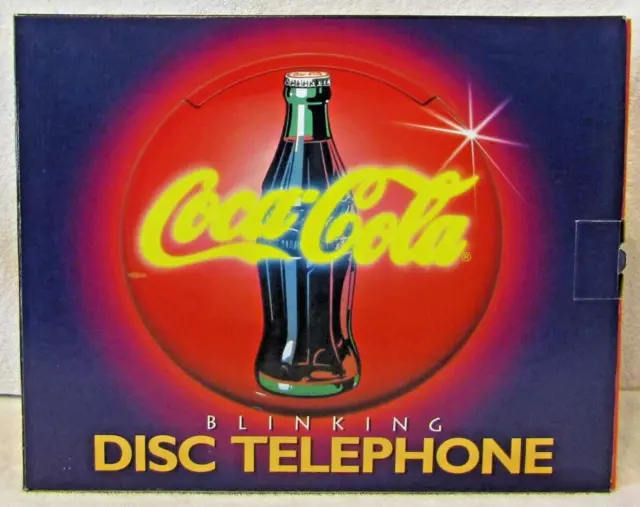 New Vintage 1995 COCA COLA Button Round Disc Blinking Landline Telephone in Box