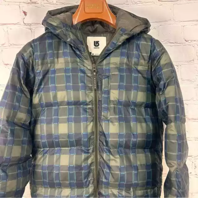 Boys Burton Ski jacket coat Kids size XL Blue Plaid Dryride Puffer Full Zip