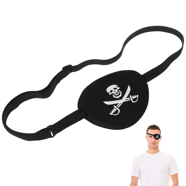 Lot De 6 Caches-œil Pirates Noirs Réglables - Pour Cosplay, Halloween, Fête Déguisée - Taille 7.5 X 5.6 Cm