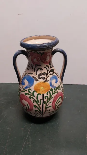 Vecchio Vaso Ceramica Italiana Vintage Anni 50 60 Tema Floreale Semiastratto