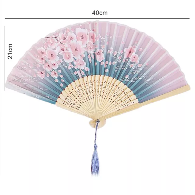 Retro Japanese Chinese Style Folding Silk Hand Held Fan Plum Blossom Bamboo Fans 3