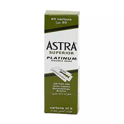 Astra Lames de rasoir double face en platine - lot de 100 - Fabriquees par Gille