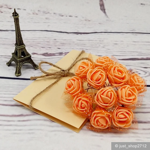 Servietten Blumentopf Rosen – 20 Stück, 33x33 Cm, 3-lagig, Orange Blumen, Made In Germany