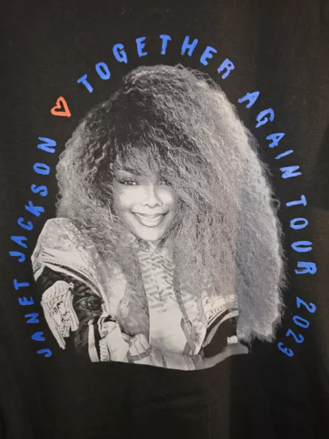 Janet Jackson 2023 Together Again Tour Large Mens Black Double-sided Graphic Tee