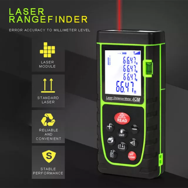 GOYOJO Laser Digital Distance meter Tape Range Finder Measurer 40m 60m 80m 100m
